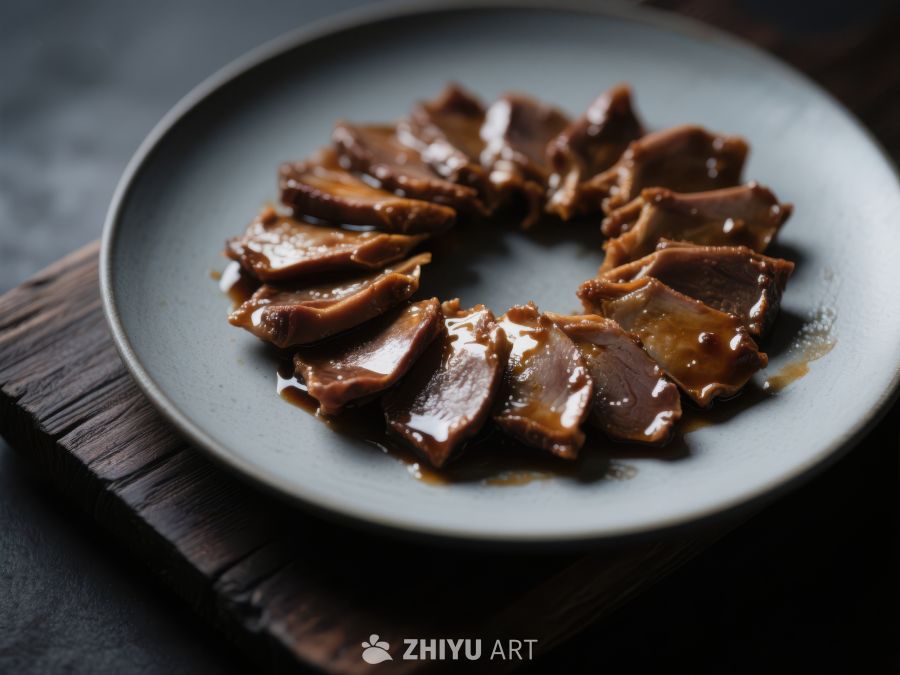 精致摆盘的酱肉片 437