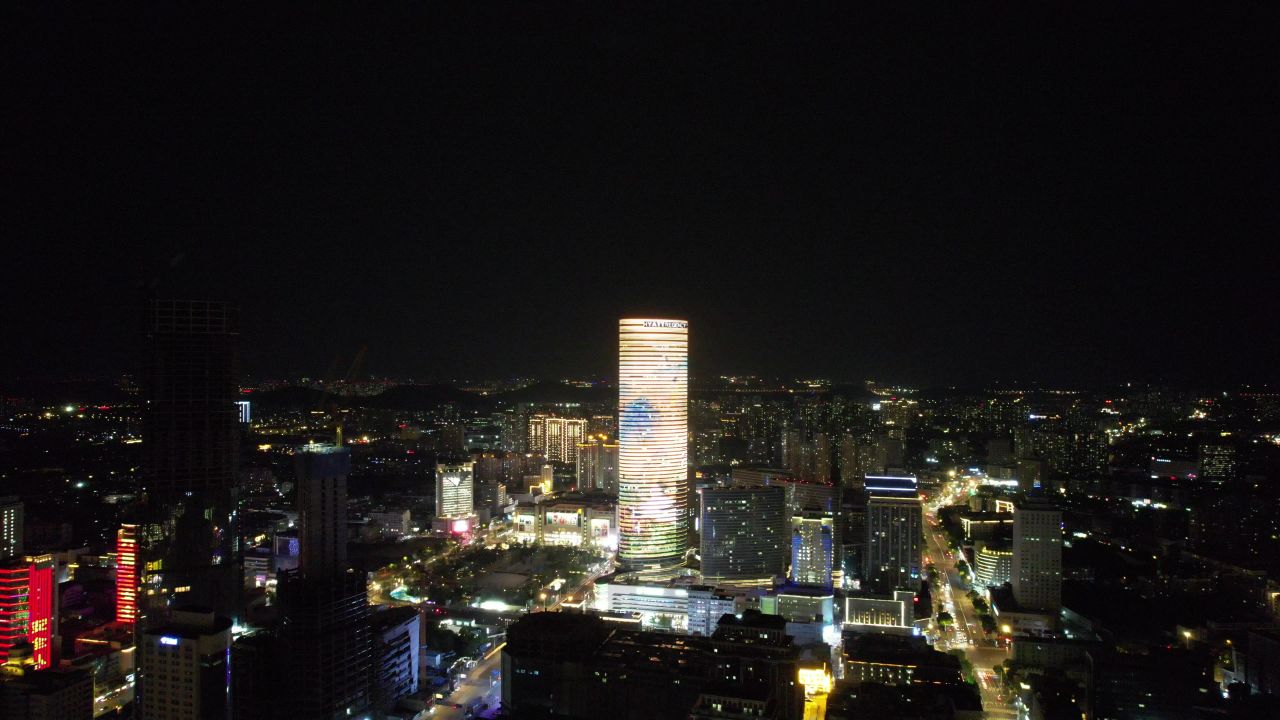 江苏徐州苏宁广场夜景航拍