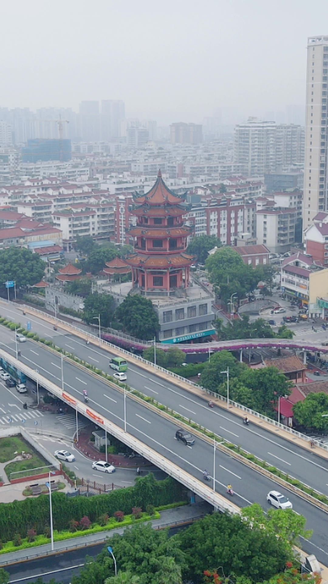 旅游景区福建漳州古城竖屏航拍