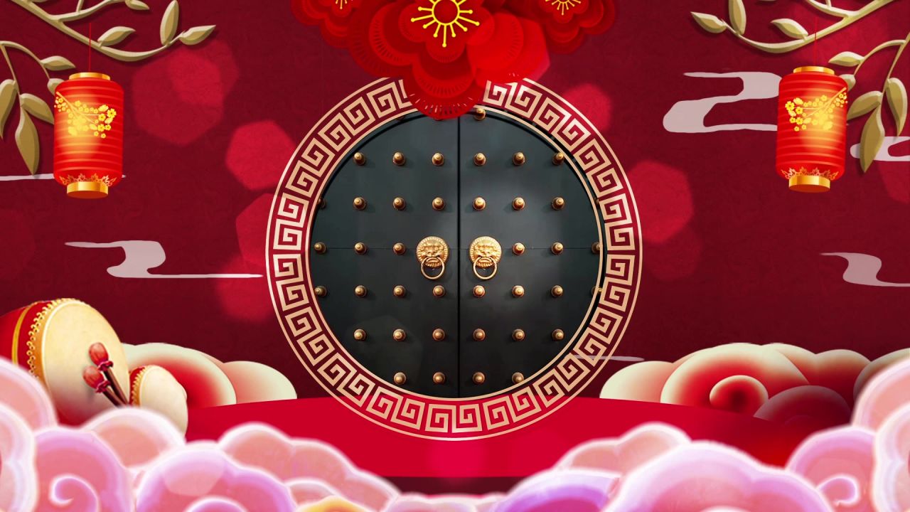 古风背景视频 中国风 意境春天 桃花 水墨 96
