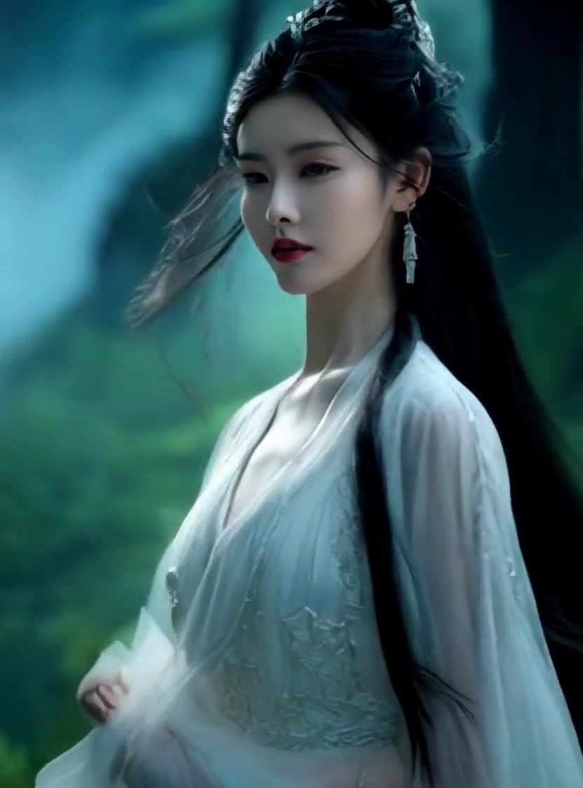仙气飘飘的古装美人，雾气森林里的唯美意境