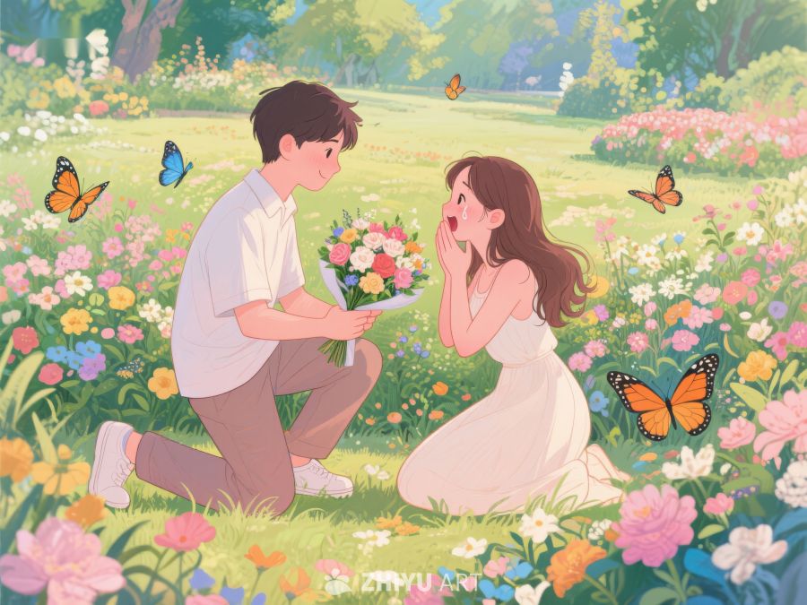 花园中求婚的浪漫瞬间 372