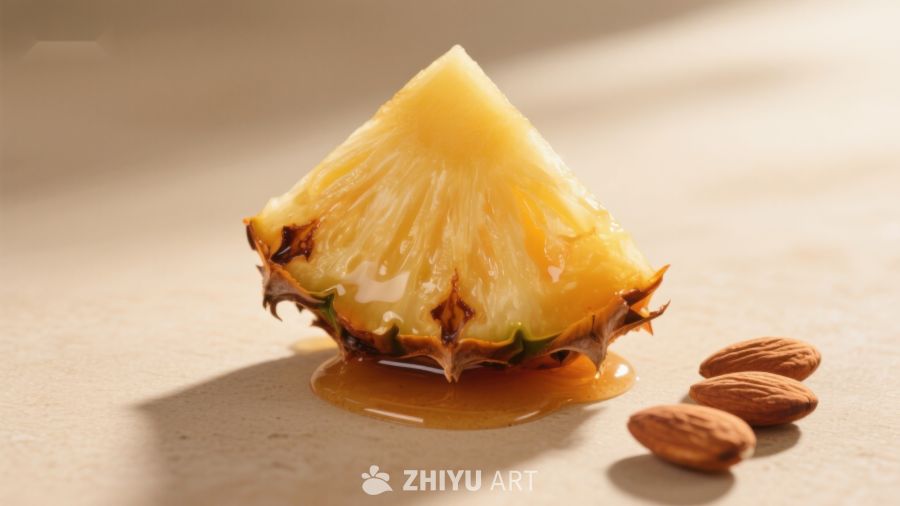 菠萝切片与蜂蜜杏仁