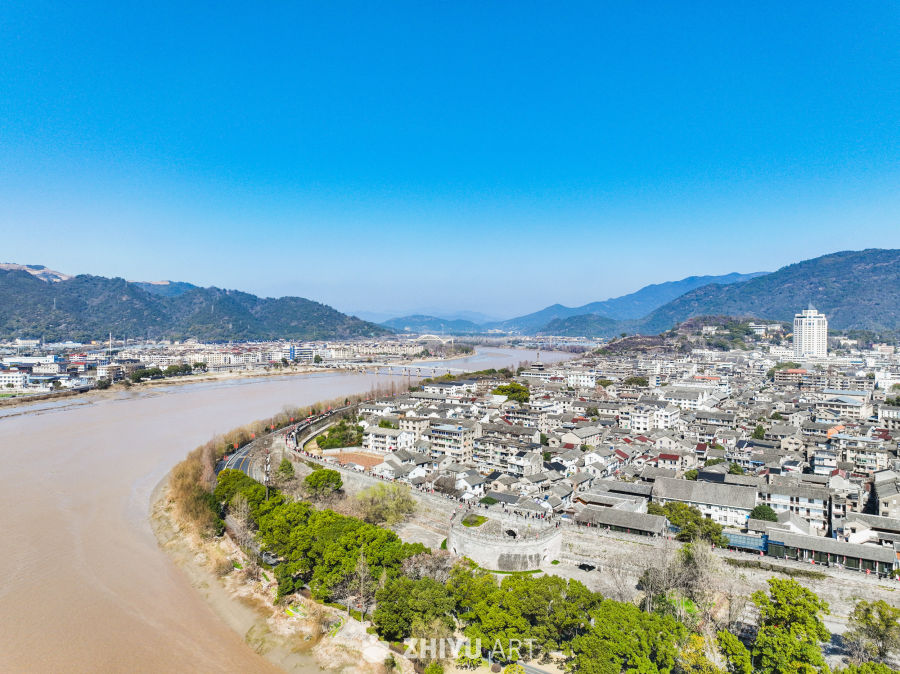 航拍浙江临海台州府城城区风光 70