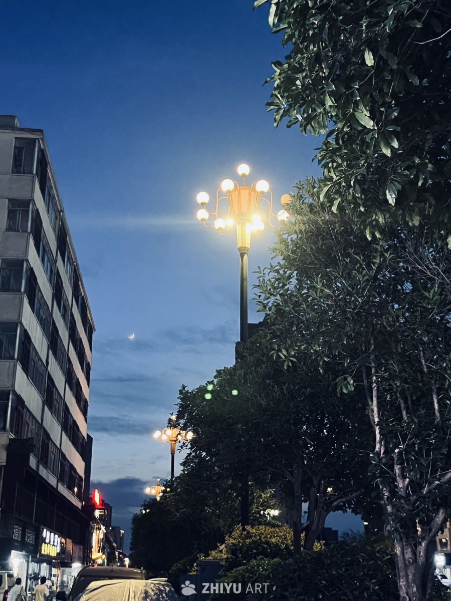 城市夜景下的宁静时光