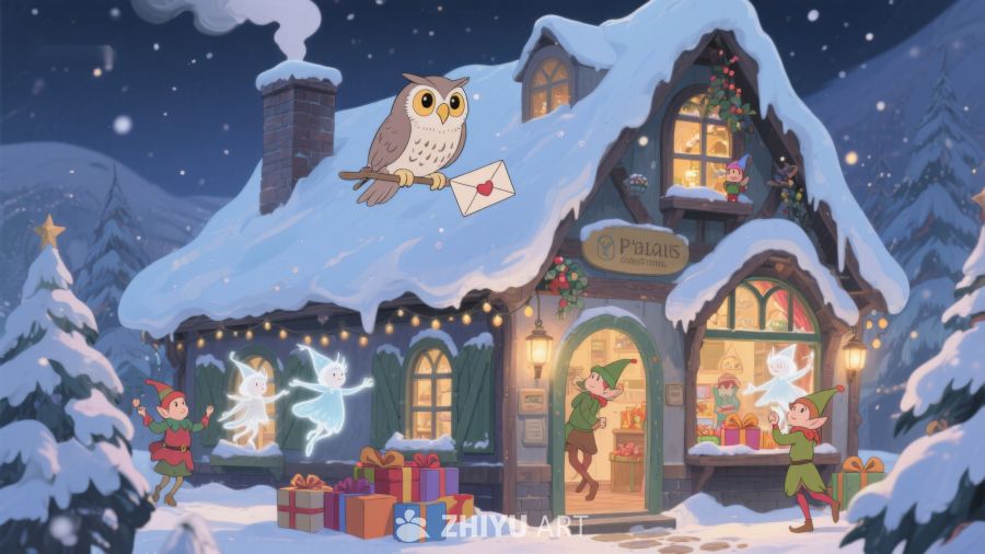雪夜小屋，精灵忙碌送礼 421