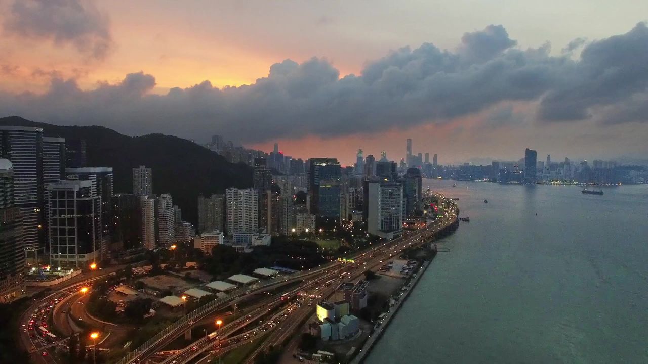 城市黄昏香港日落