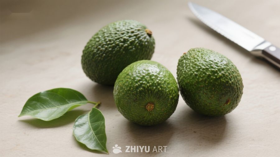 新鲜牛油果与刀具静物图 851
