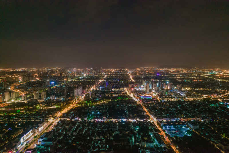 航拍 江苏 苏州 城市 夜景
