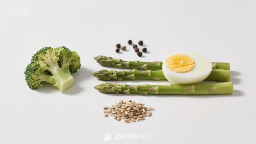蔬菜与鸡蛋的静物组合