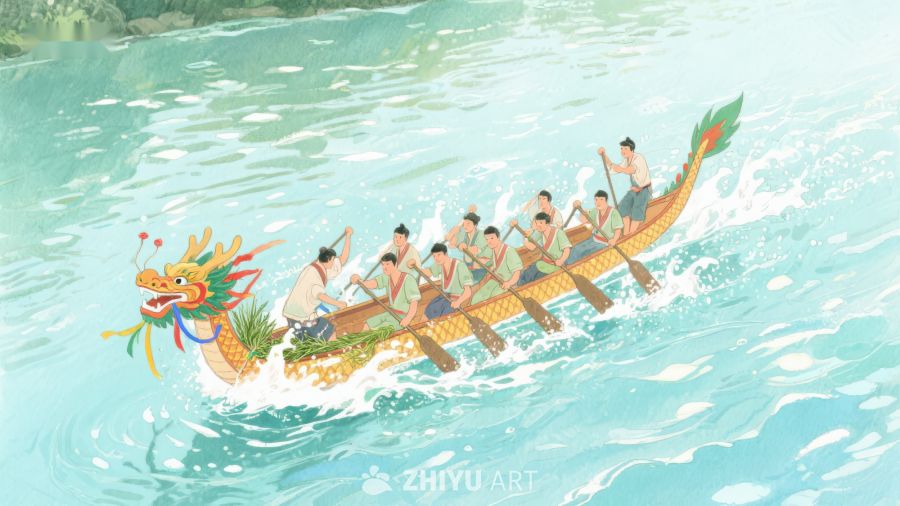 龙舟竞渡，众人齐心划桨 289