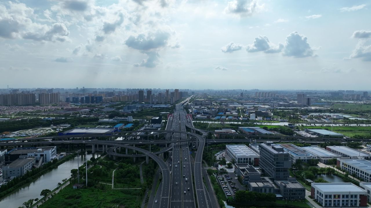 4K航拍昆山北部城市大景