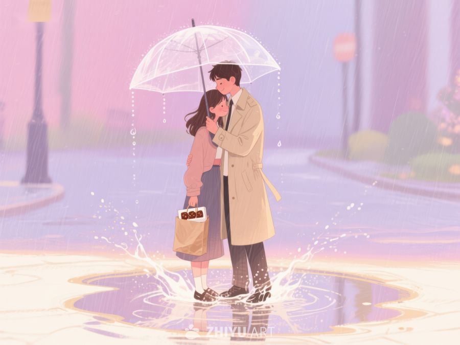 雨中情侣温馨共伞 1178