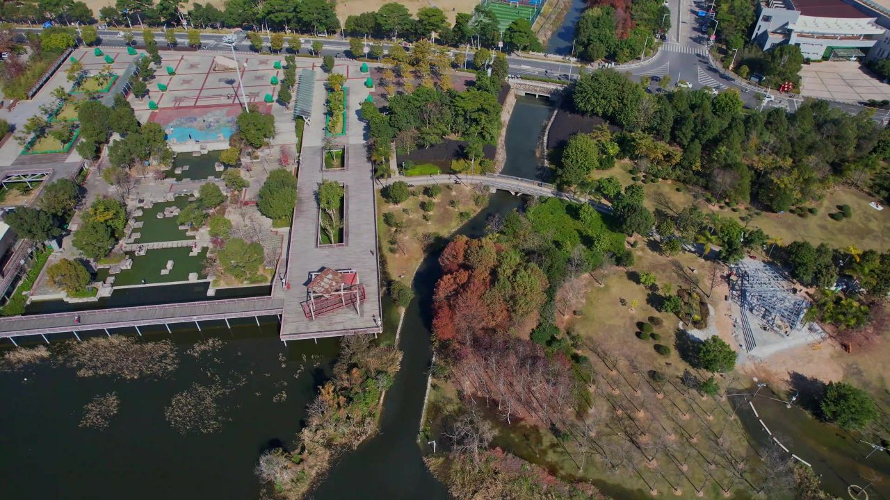 航拍宁德北岸公园景观