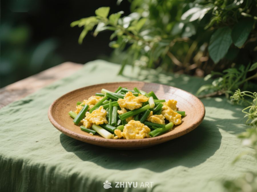 韭菜炒鸡蛋，自然光下的美味佳肴 422