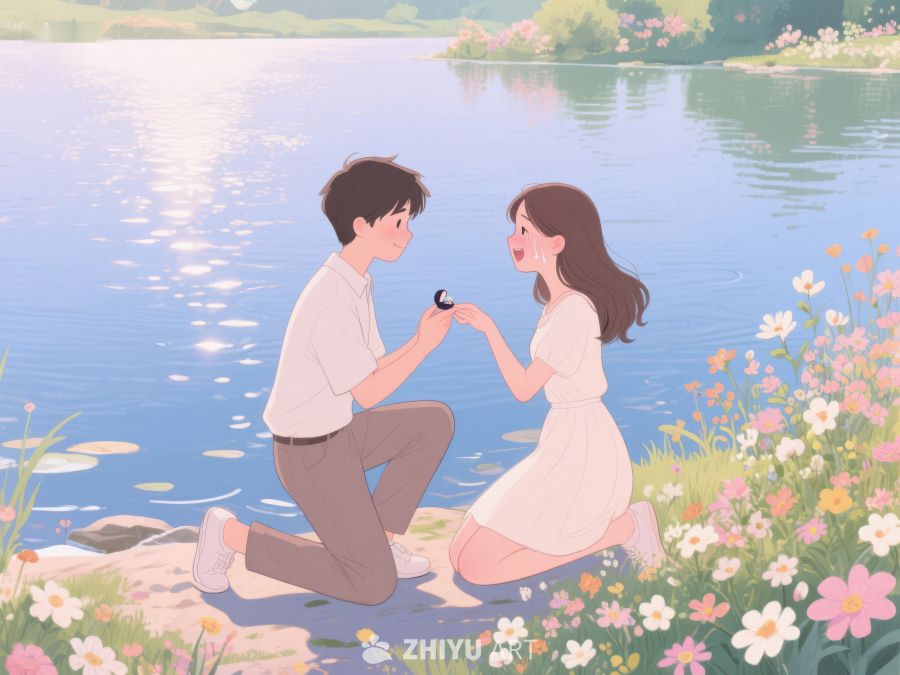 湖畔花丛中的求婚瞬间 305
