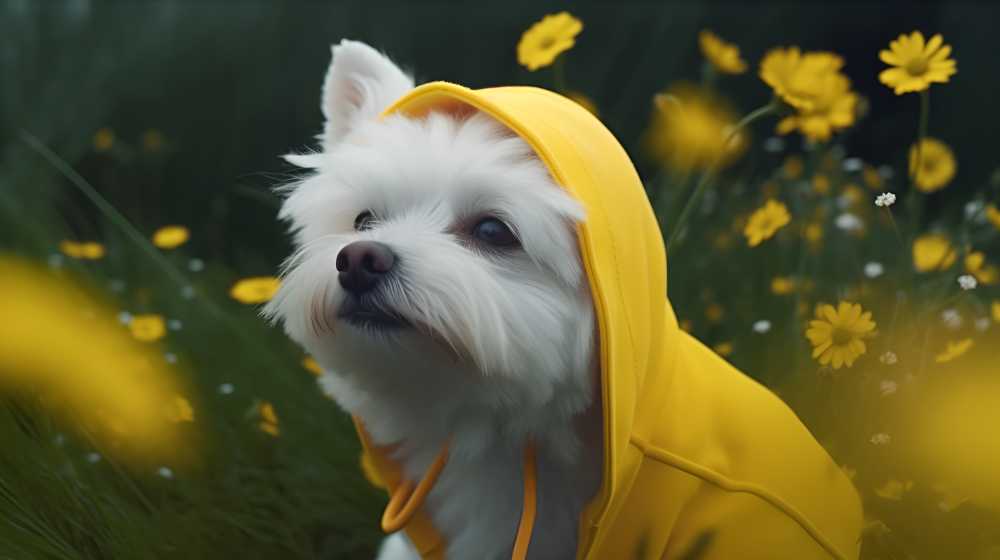 可爱的萌狗和花的艺术结合