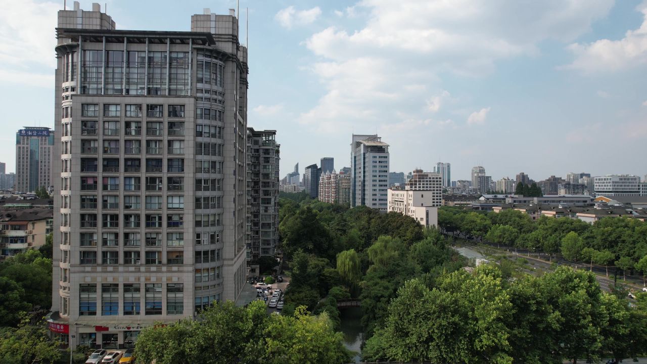 浙江杭州城市风光航拍 