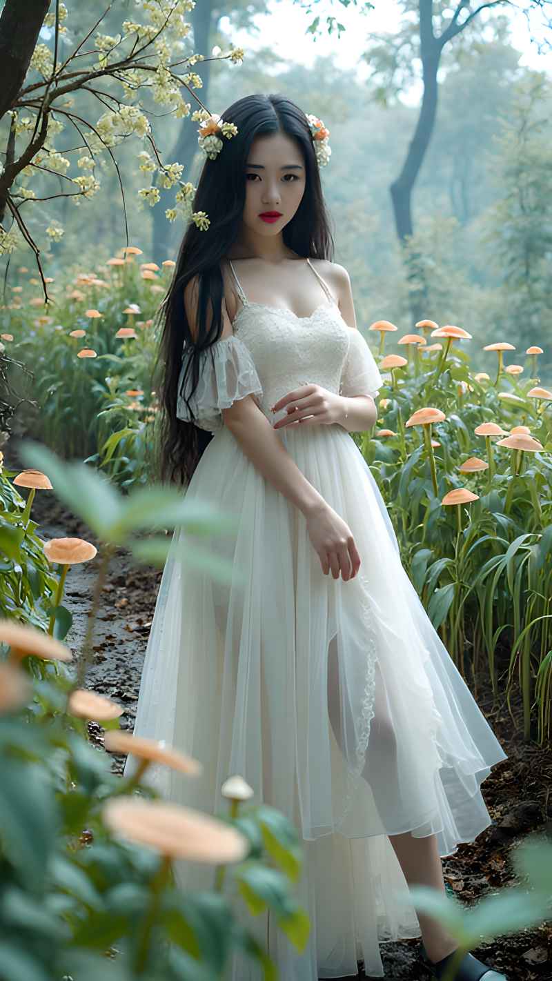 森林户外白色系列性感美女造型 8