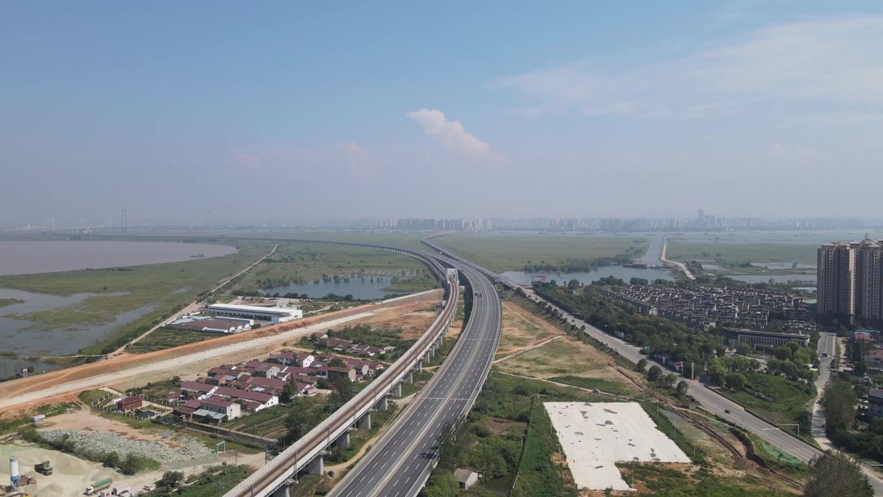 湖南岳阳城市风光航拍 