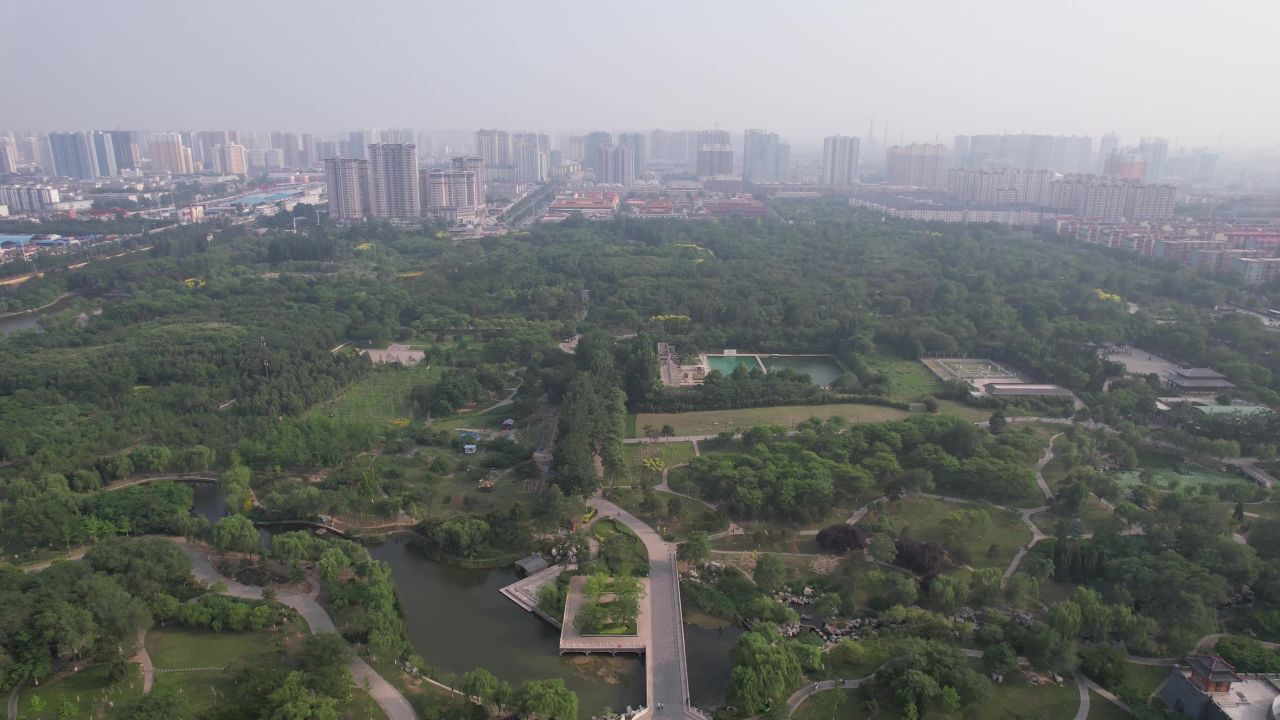 河北邯郸赵苑公园航拍 