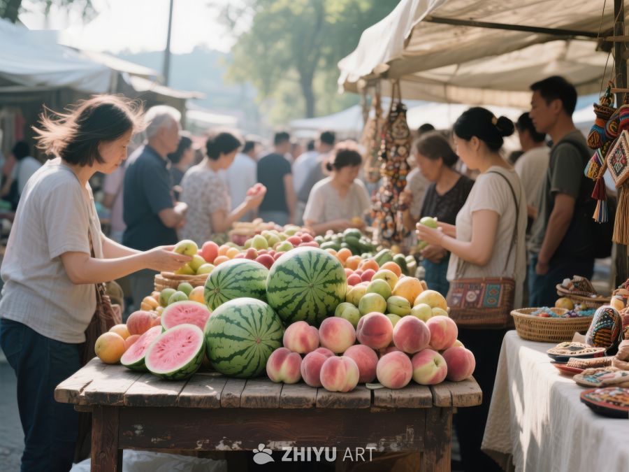 市场摊位售卖新鲜水果 483