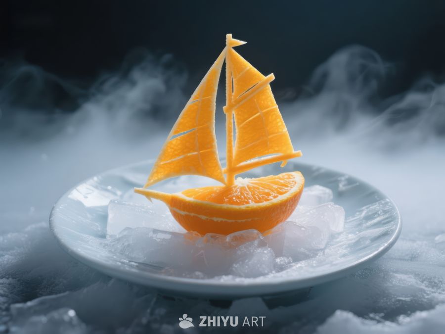 橙子帆船冰上漂浮创意美食 84