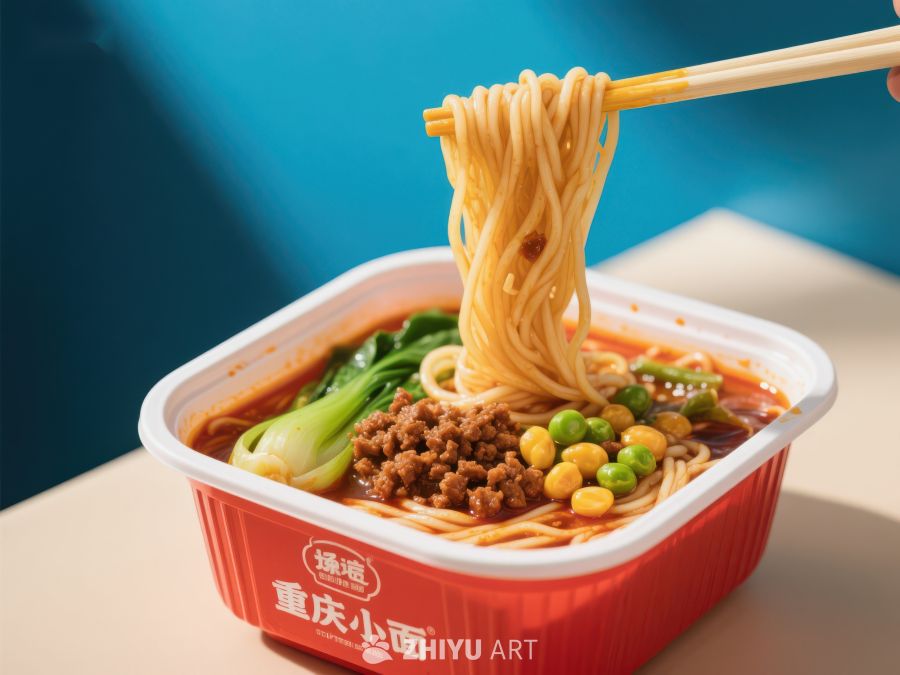 热辣面条配蔬菜与肉末 871
