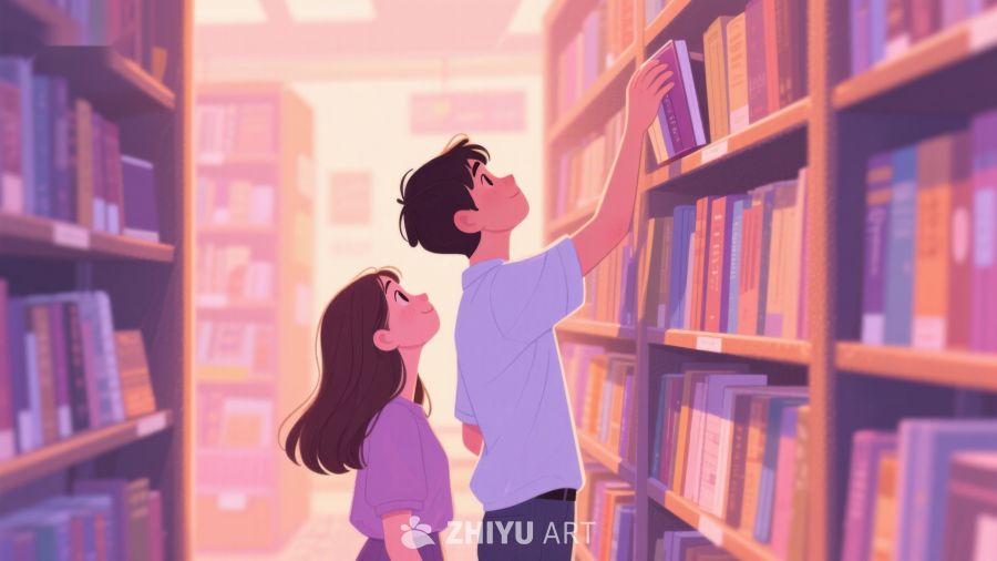 图书馆里共同选书的两人 293
