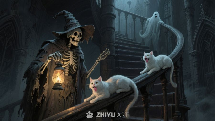 幽灵与猫：神秘古堡的夜晚