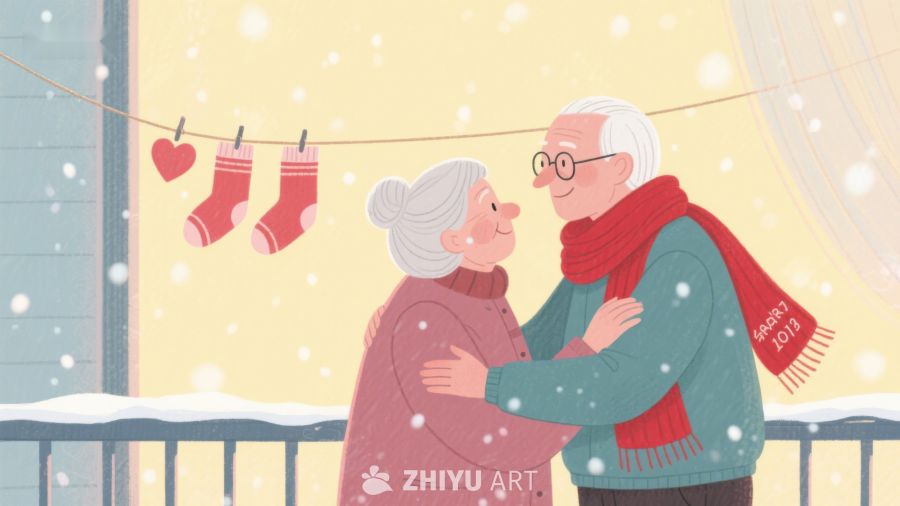 冬日雪景中的温馨拥抱 173