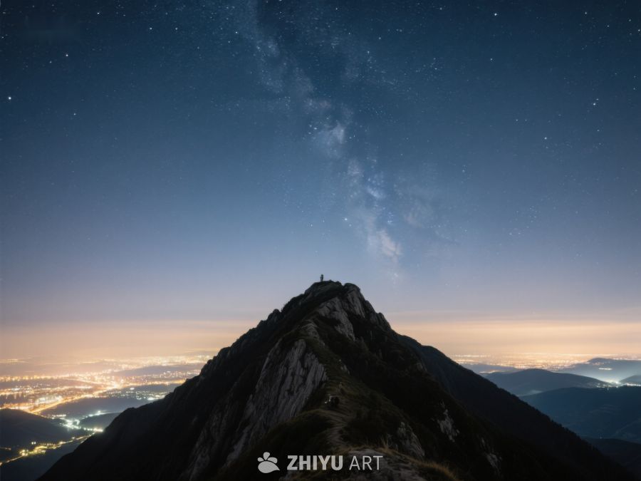 夜空下的山峰与银河 376