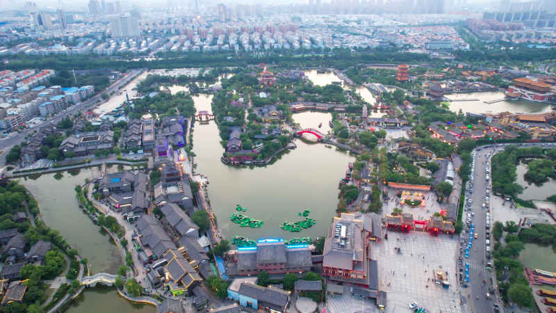 河南开封城市风光旅游景区航拍图 