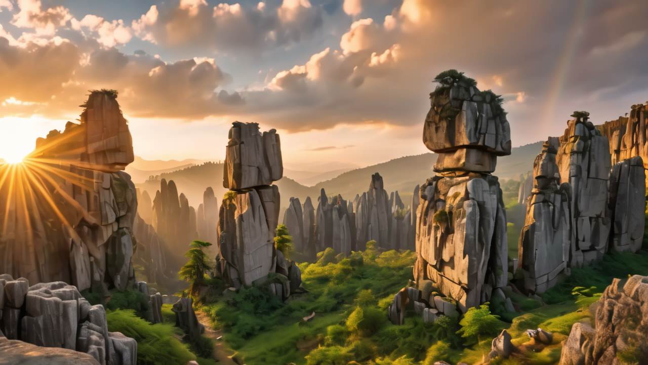 中国云南昆明石林风光特殊地貌 36