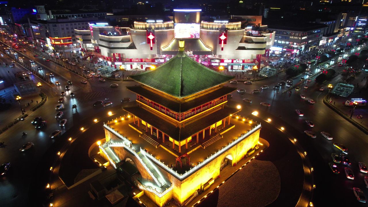西安钟楼历史文化古建筑地标建筑