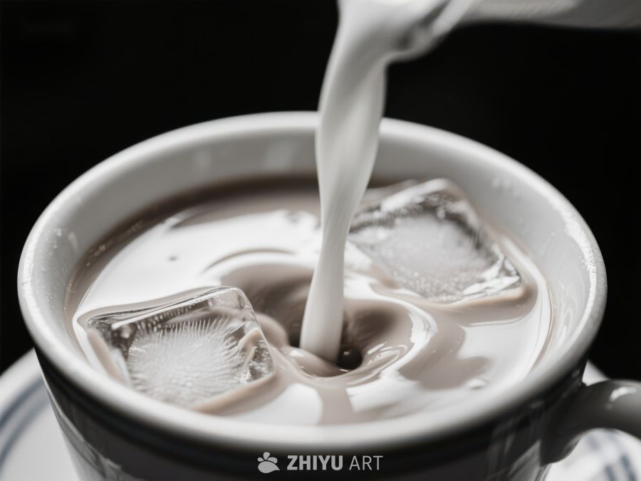 牛奶倒入冰咖啡的瞬间 410