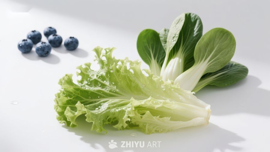 新鲜蔬菜与蓝莓静物