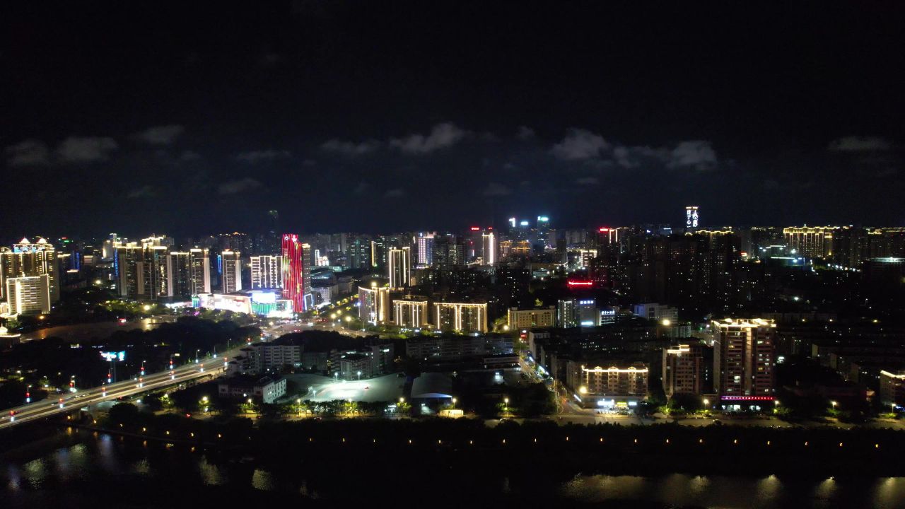 江西赣州城市夜景航拍