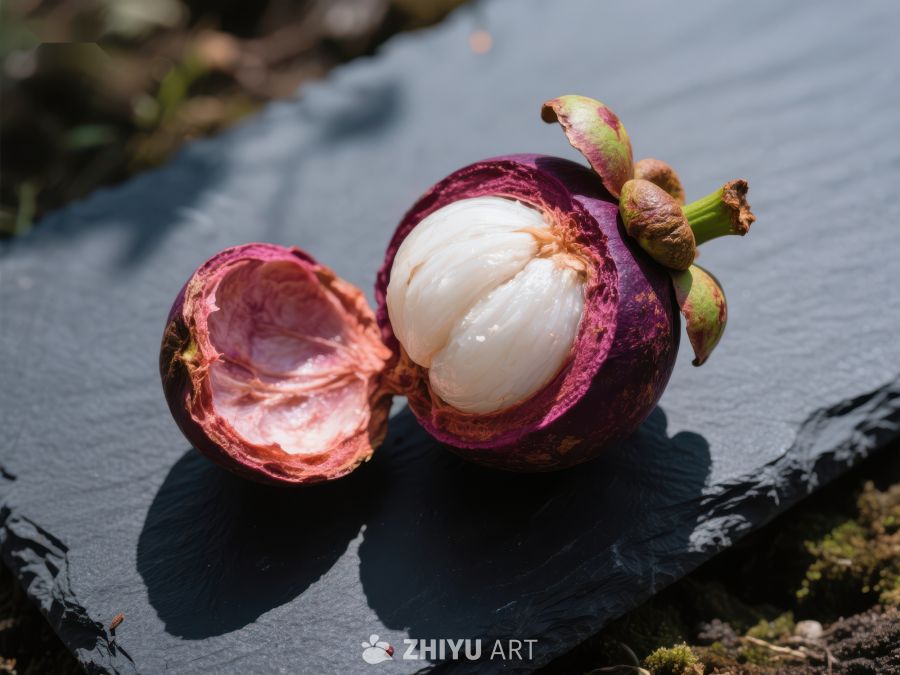 新鲜切开的山竹果展示 669