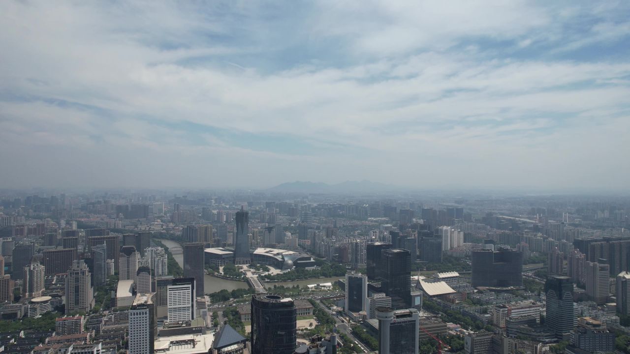 浙江杭州城市风光航拍 