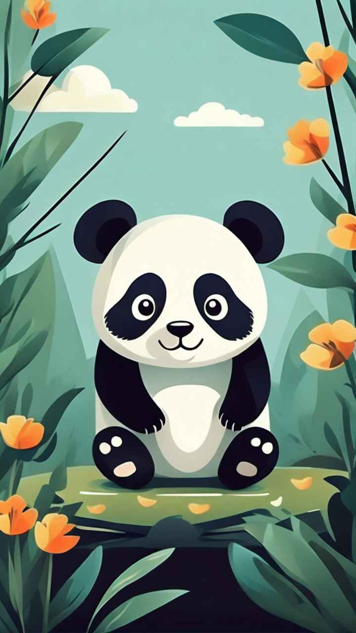 可爱熊猫插画简约风格 90