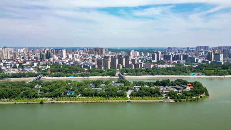 江西吉安城市风光旅游景区航拍图