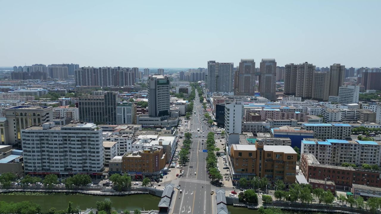 航拍许昌曹魏古城护城河