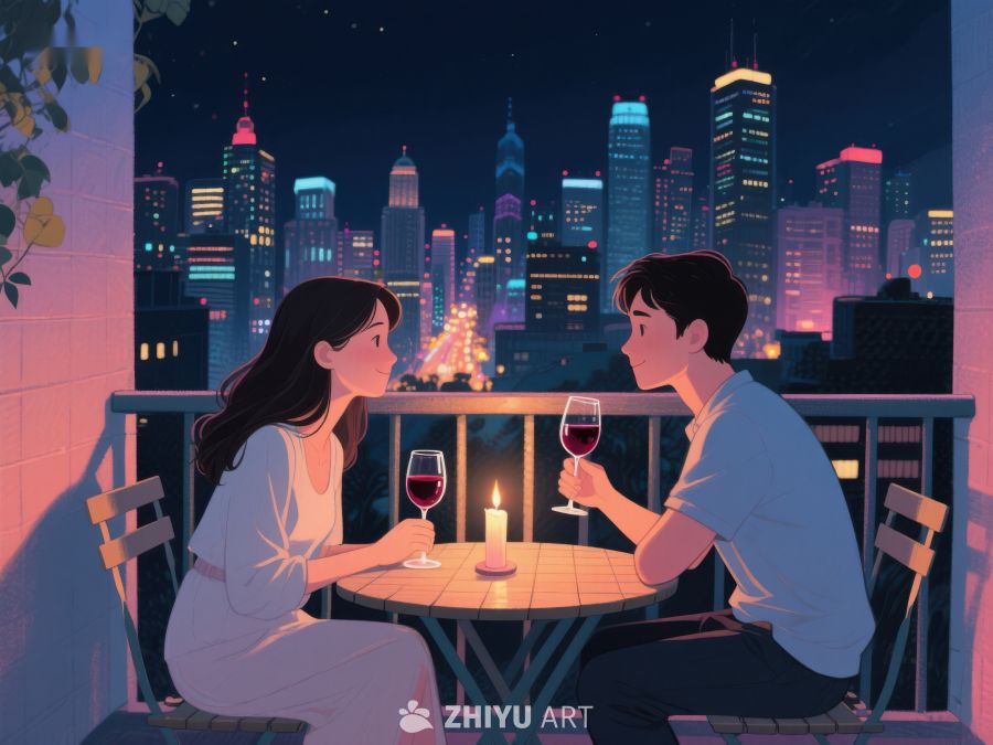 夜景下的浪漫晚餐 1023