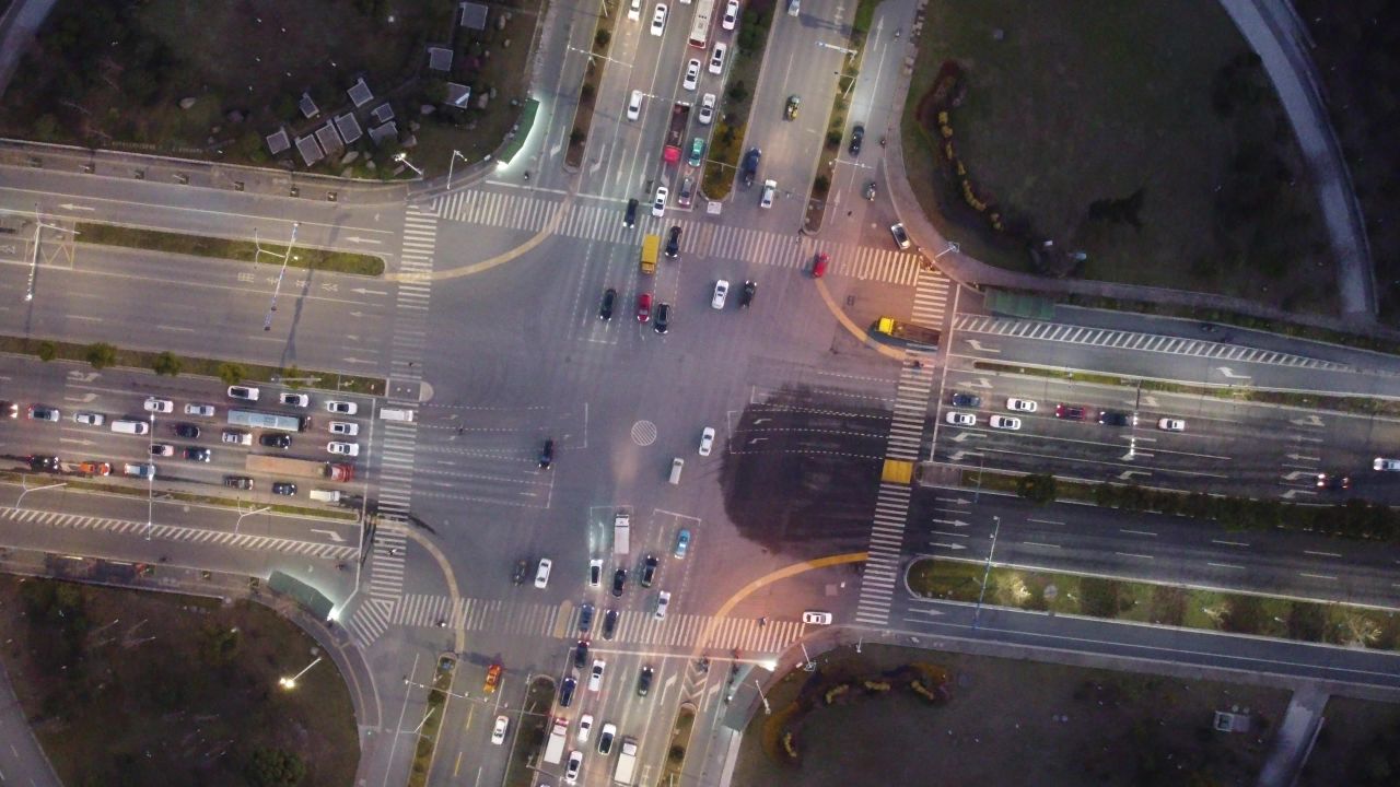 航拍十字路口