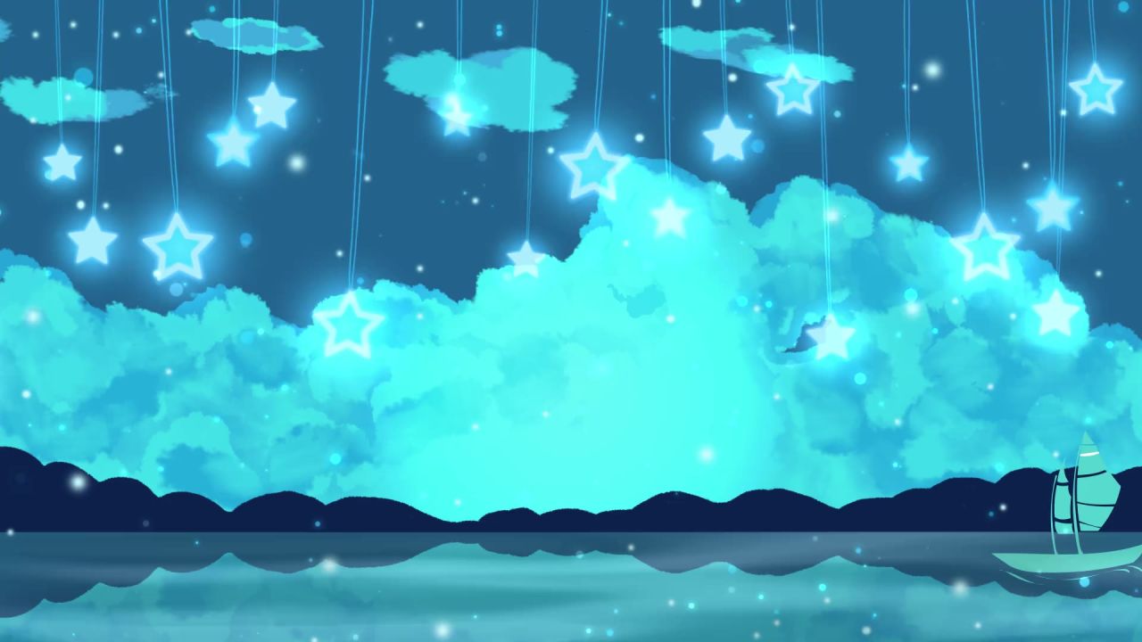 唯美大海上升月亮白月光蓝色夜空圆月明月大屏幕舞台LED视频  