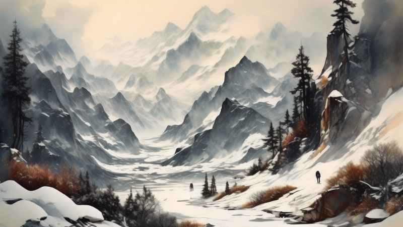 雪山高原冰川插画 78