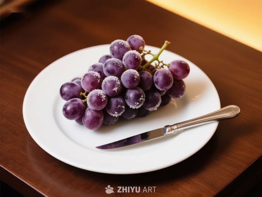 盘中紫葡萄配刀具 277