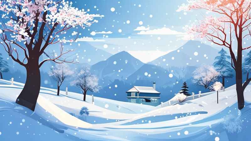 雪景唯美插画小屋 68