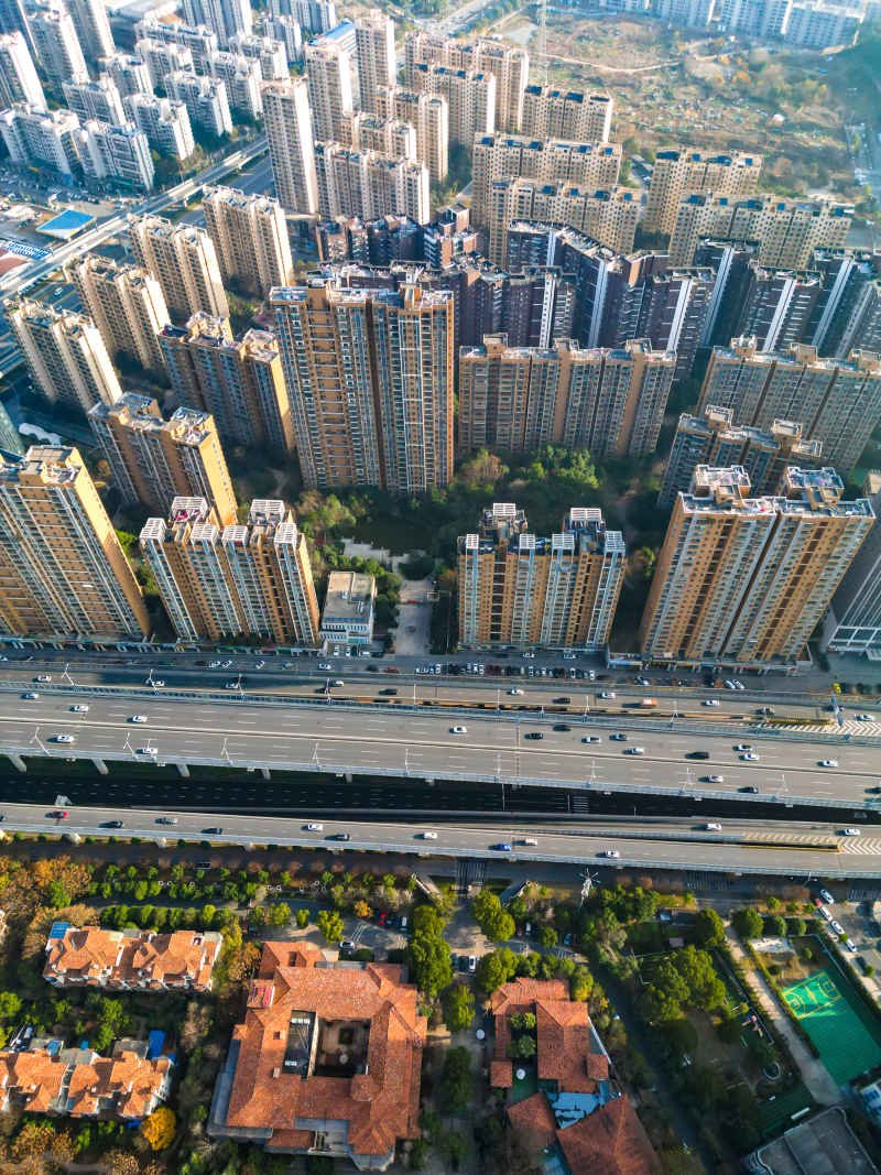 城市小区住宅别墅航拍摄影图